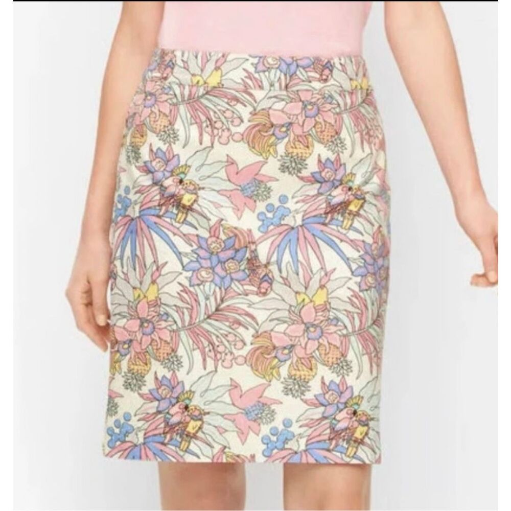 NWT Talbots skirt pastel parrot tropical floral sz10 beach boho spring